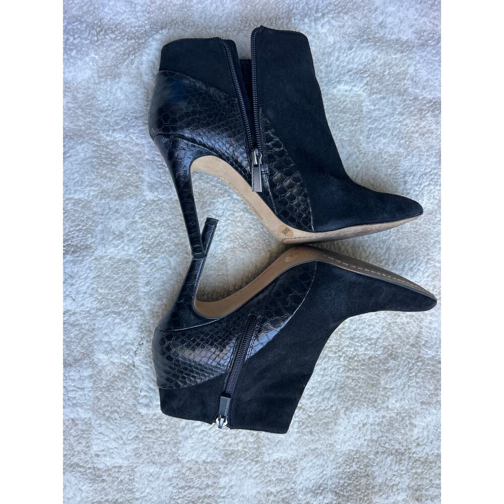Vince Camuto Suede & Snake Print Kasi Bootie Heels - Picture 2 of 10